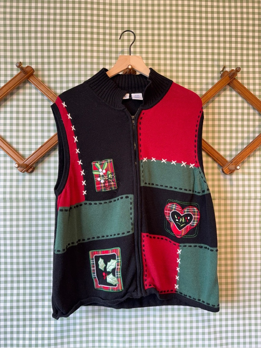 BLAIR Vintage Christmas Zip-Up Sweater Vest (2XL)